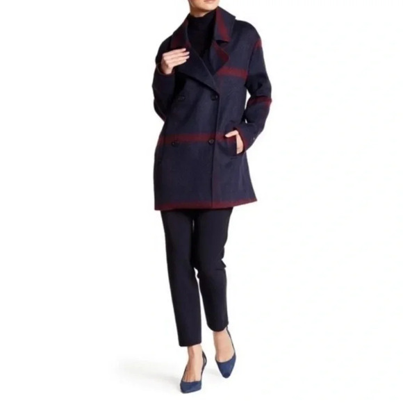 Tommy Hilfiger Plaid Double Breasted Coat Women size Large - Picture 1 of 15